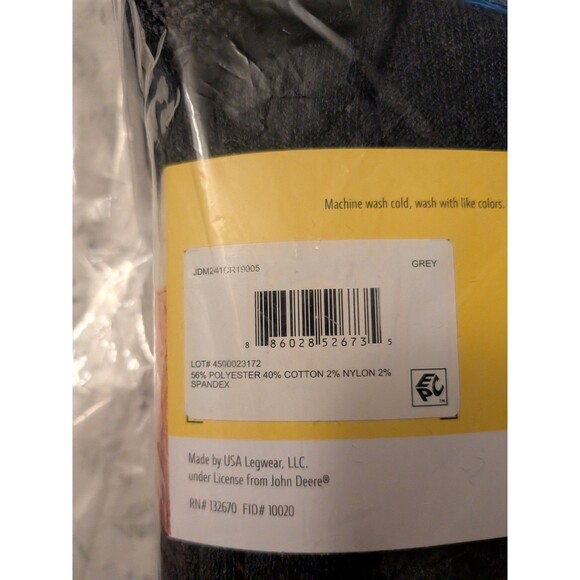 John Deere Mens Work Performance Cushioned Crew Socks SZ 13-16 Core Workwear - Picture 3 of 5